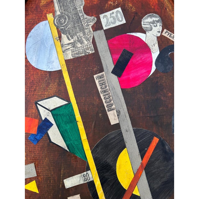 An original mixed media artwork on cardboard from the 1930s, inspired by Franco-Russian constructivism and the Soviet...