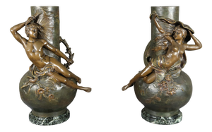 Regulate Vases by L. Moreau, 1890s, Set of 2