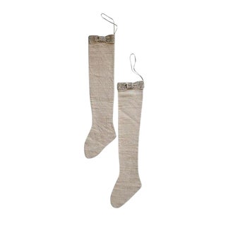 Linen Christmas Stockings - A Pair For Sale