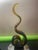 MCM Murano Style Amber Green 15” Glass Swirl Sculpture Hand Blown Ribbon Glass Figurine For Sale In Dallas - Image 6 of 11