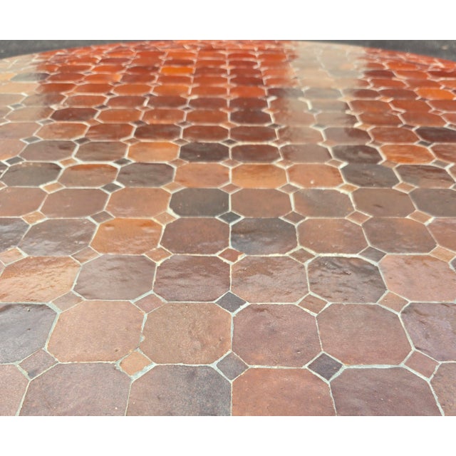 Beautiful handcrafted Moroccan mosaic table featuring an elegant brown color palette. Measuring 40 inches in diameter,...