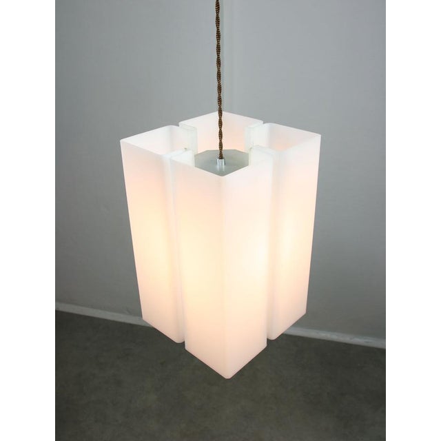 Vintage Italian Acrylic Glass Tower Pendant Lamp For Sale - Image 4 of 16