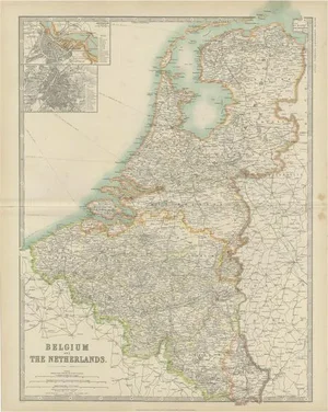 Antique Map of Belgium and the Netherlands by Johnston, 1909