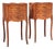 1950s Pair of Restored French Louis XV Style Rosewood Inlaid Side Tables Nightstands For Sale