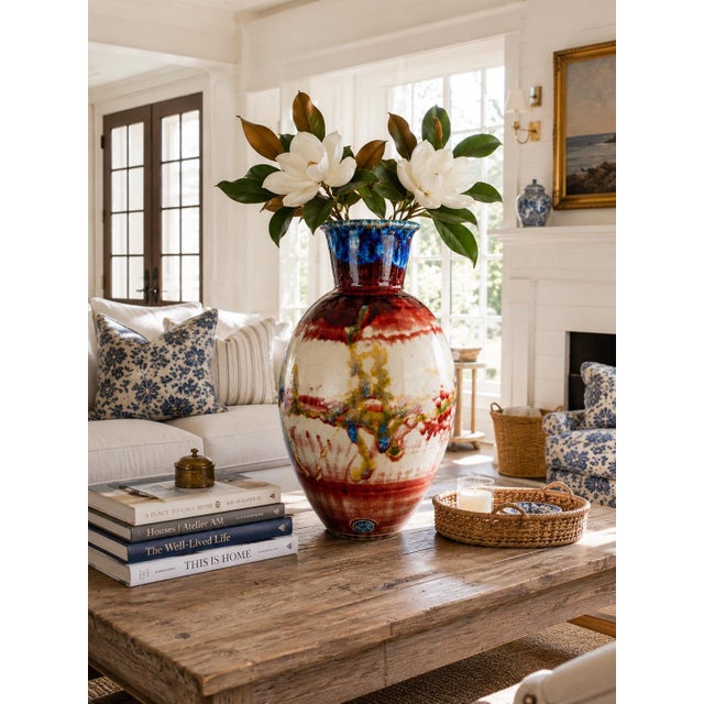 1997 Signed Oliver Boyd Monumental Studio Art Pottery Vase – 17.5” Hand Thrown Ceramic Vessel With Abstract Crystalline Glaze For Sale - Image 11 of 11