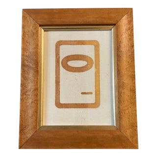 1960’s Vintage Original Abstract Wood Block Print Birds Eye Maple Frame For Sale