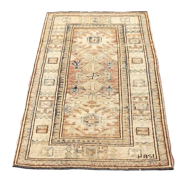 2'x3' Antique-Style Geometric Caucasian Rug, Pink & Ivory Ariana Hazara For Sale In Los Angeles - Image 6 of 8