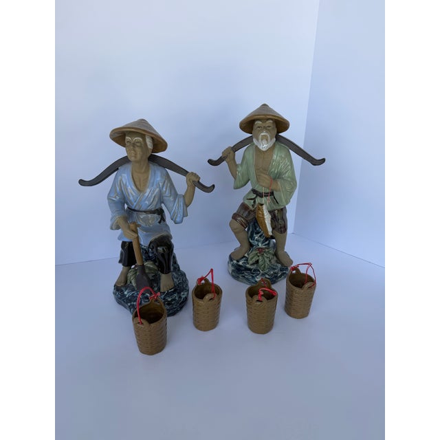 Chinoiserie Vintage Chinoiserie Farmer Figurines, Pair For Sale - Image 3 of 10