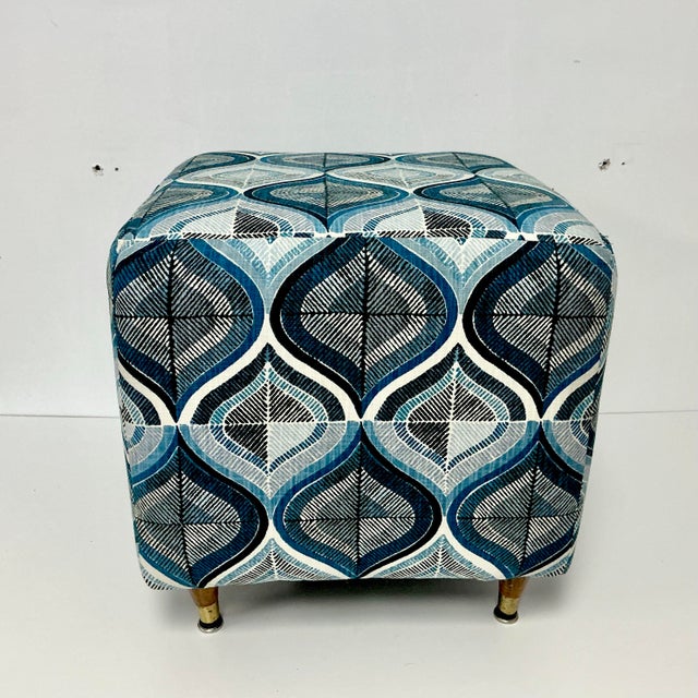 Mid-Century Modern 1960s Mid-Century Modern Boho Chic Abstract Low Stool or Bench, Newly Upholstered. For Sale - Image 3 of 9
