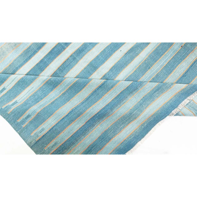 Vintage Indian Dhurrie Striped Blue Rug Size: 14'1" × 20'9" (429 × 632 cm) ​The Vintage Indian Dhurrie Rug from Doris...