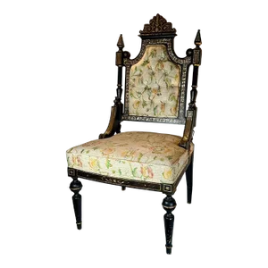Mid Victorian Ebonized Chair With Mother of Pearl Inlay.