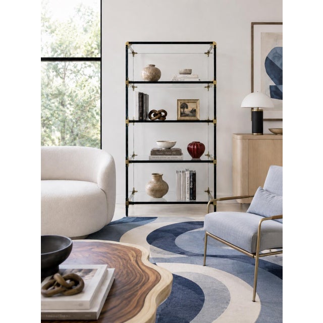 Contemporary Leon Rosen for Pace Waterfall Glass and Brass Shelving Unit. For Sale - Image 3 of 9