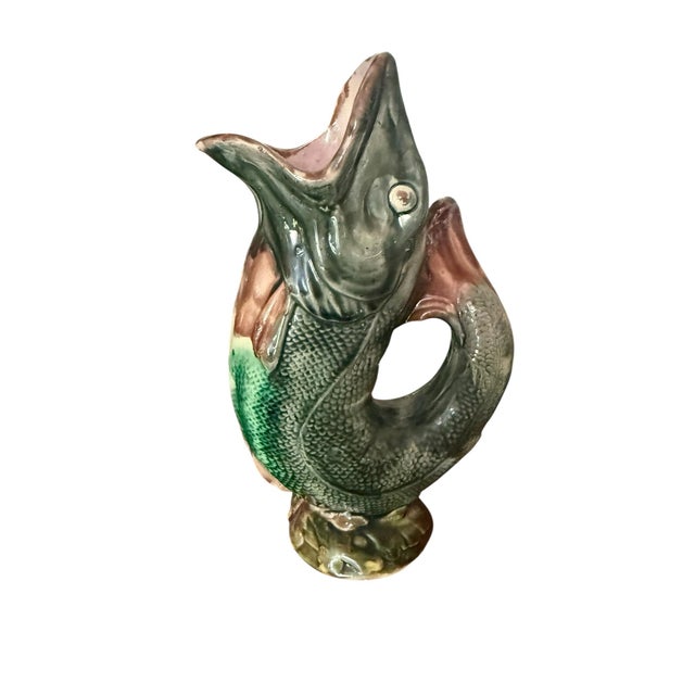 Late 19th Century English Victorian Majolica Fish Pitcher For Sale - Image 4 of 5