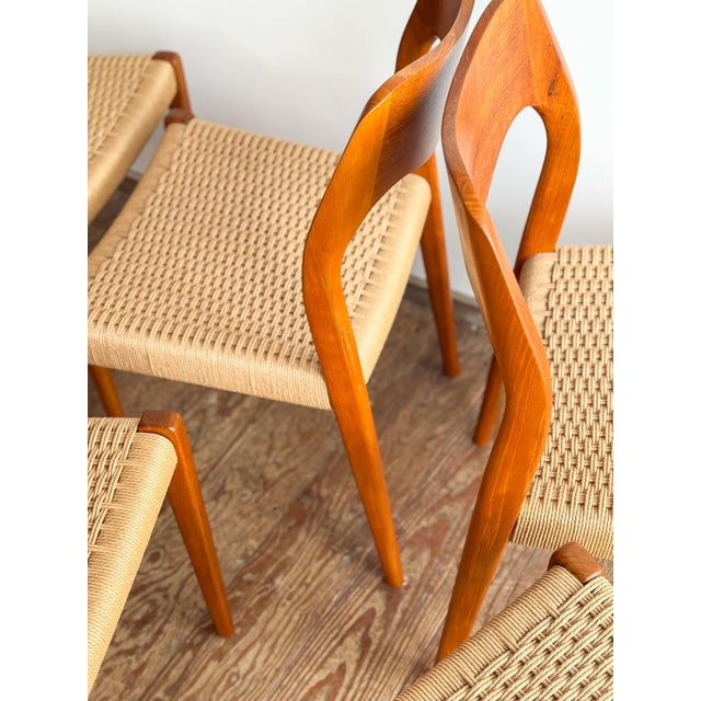 Brown Model 71 Dining Room Chairs by Niels O. Møller for J.L. Møllers, Set of 10 For Sale - Image 8 of 18