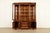 1980s Baker Furniture Style French Regency Carved Walnut Lighted Breakfront Bookcase Cabinet For Sale - Image 5 of 12