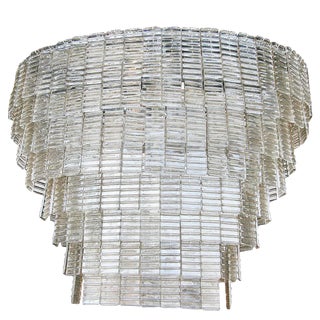 Large Oval Smoked Murano Chandelier For Sale