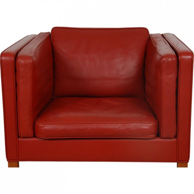 Animal Skin 2334 Lounge Chair in Red Leather by Børge Mogensen, 2000s For Sale - Image 7 of 18