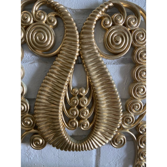 Vintage Hollywood Regency Homco Gilded Faux Wicker & Rattan Wall Pocket Planter Baskets, Wall Hanging Flower Installation For Sale - Image 11 of 12