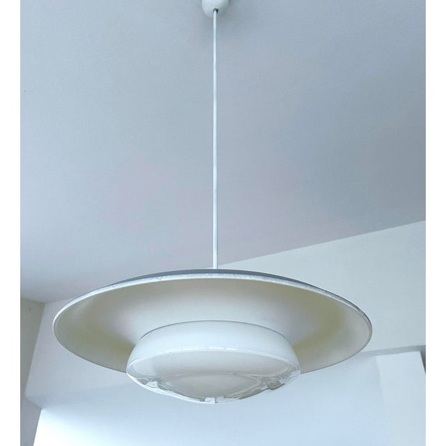 Silver Large Art Deco Glass Pendant Lights, 1930s, Set of 2 For Sale - Image 8 of 18