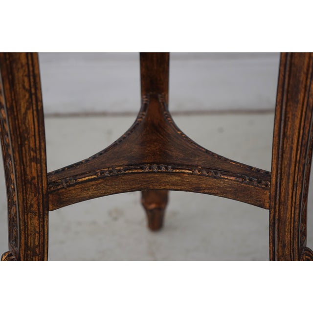 1980s Carved French Style Round Pedestal Table For Sale - Image 5 of 9