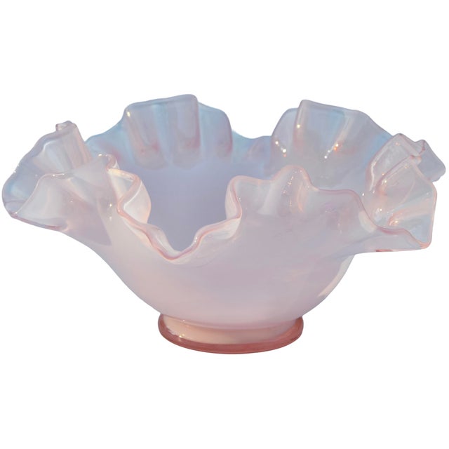 Mid-Century Modern Mid 20th Century Handmade & Ruffled Americana Art-Glass Bowl Accent For Sale - Image 3 of 6
