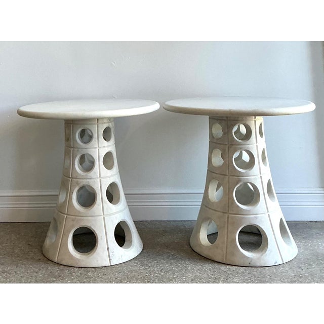 Vintage Italian Marble Cutout Side Tables - A Pair For Sale - Image 10 of 14