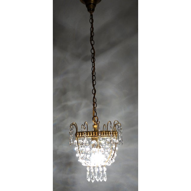 Brass and Lead Crystal Chandelier from Palwa, 1960s For Sale - Image 12 of 14