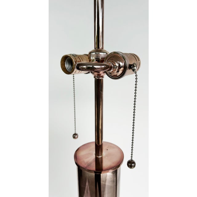 Late 20th Century Copper and Brass Floor Lamp With Rings, Custom Shade For Sale In Miami - Image 6 of 6