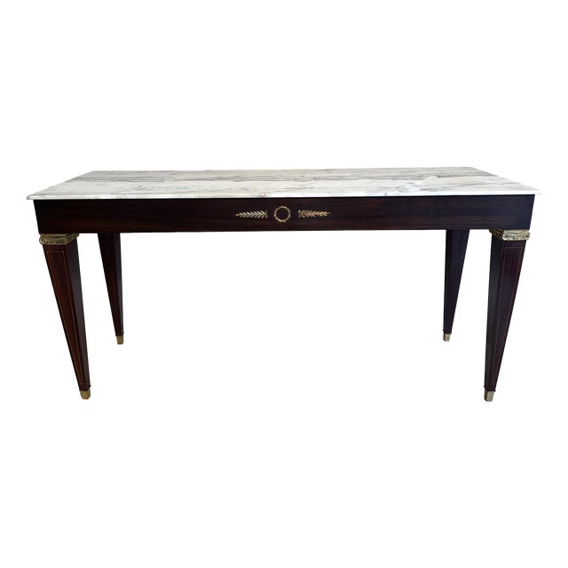 Console Table with Marble Top, 1950s For Sale
