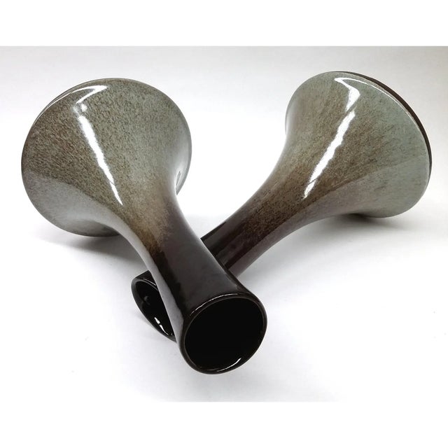 Artisan Mottled Ceramic Vases- A Pair For Sale In Portland, ME - Image 6 of 11