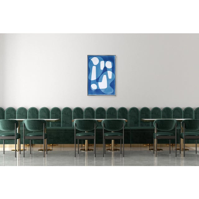 This is an exclusive handprinted unique cyanotype that takes its inspiration from the mid-century modern shapes. It's made...