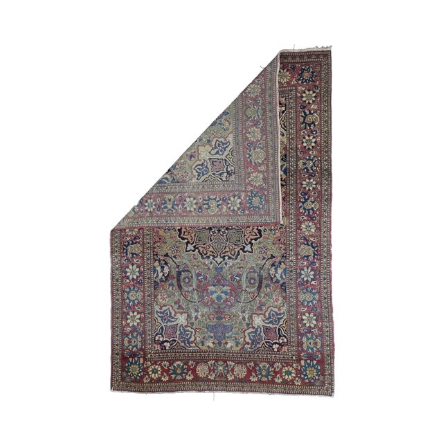 Fine Antique Persian Tehran Rug 4'6" x 6’10". The interwar, finely woven curvilinear scatters and room sizes woven in the...