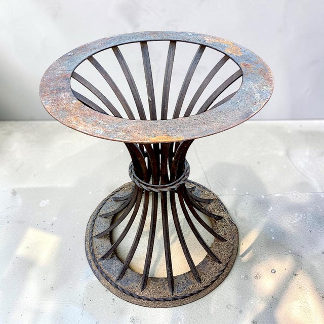 Cream Modern Kreiss Trieste Collection 60" Round Travertine & Wrought Iron Center or Dining Table For Sale - Image 8 of 14