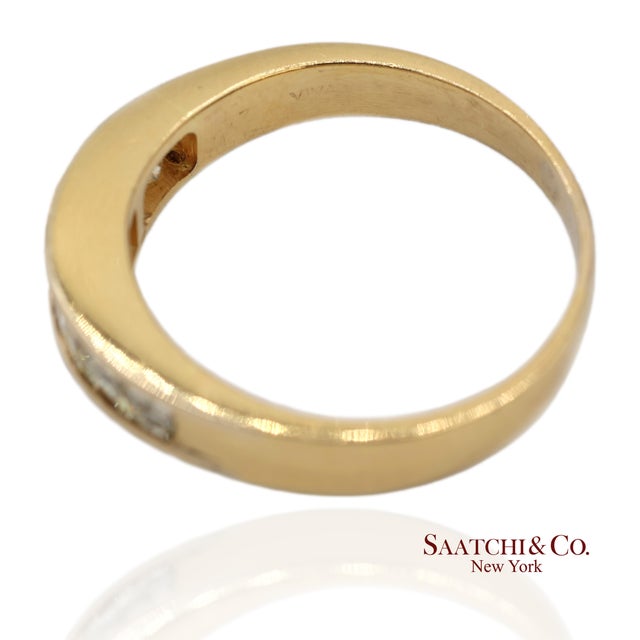14k(585) Vintage Solid Yellow Gold Natural Baguette Diamond Band Ring, Size 9 For Sale - Image 9 of 12