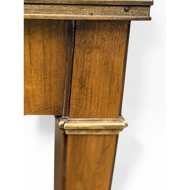 1970s Baker Furniture Satinwood & Brass Neoclassical End Tables With Glass Tops, Pair For Sale In New York - Image 6 of 12