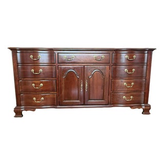 Pennsylvania House Solid Cherry Wood 12 Drawer Triple Dresser W/Middle Privacy Cabinet,brass Handles For Sale