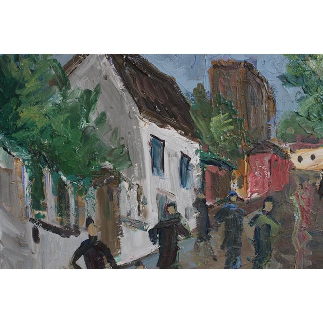 Roland Dubuc, Strollers in Montmartre, 1960s, Oil Painting on Canvas, Framed For Sale - Image 14 of 16