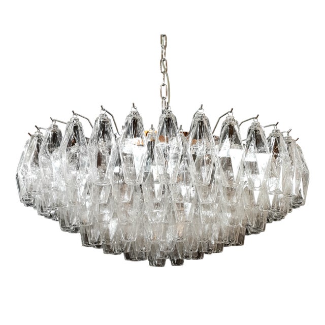 Art Deco Murano Polyhedron Glass Brown Chandelier, Murano, Italy, 1961 For Sale