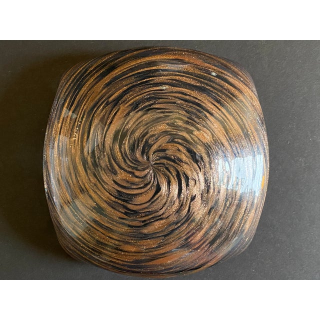 Floriform Italian Murano Glass Copper Swirl Bowl For Sale - Image 12 of 13