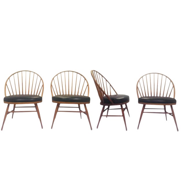 Mid Century Modern Windsor Chairs Heywood Wakefield Peacock Teak Chairs Set Of 4 Chairish