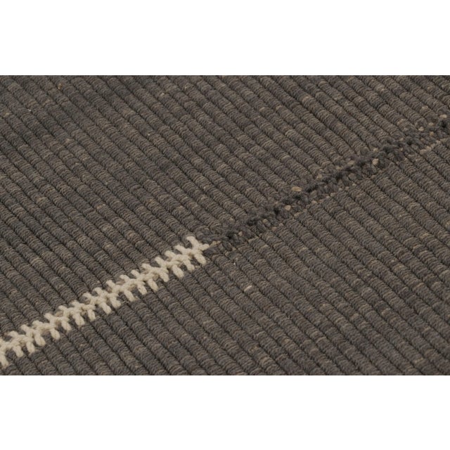 2010s Rug & Kilim's Accent Kilim, Gray Textural Stripes With Beige Accents For Sale - Image 5 of 8