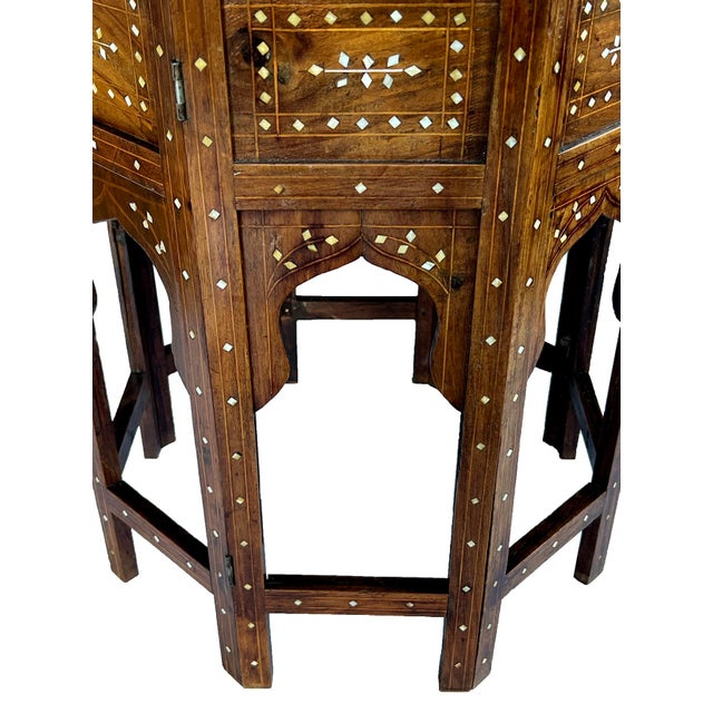 Large Inlaid Anglo Indian Side/Traveling Table With Rare Scalloped Top For Sale - Image 4 of 6