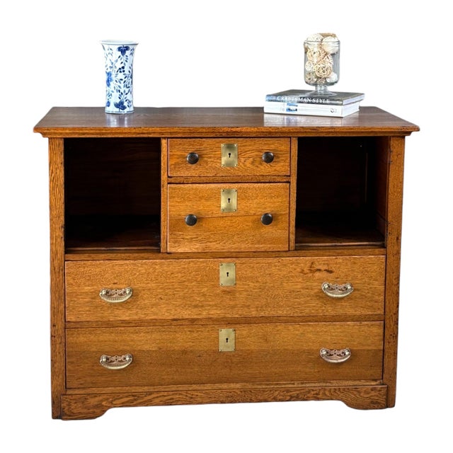 This lovely piece was most likely bench made and has sturdy construction techniques throughout. When acquired, it was in...