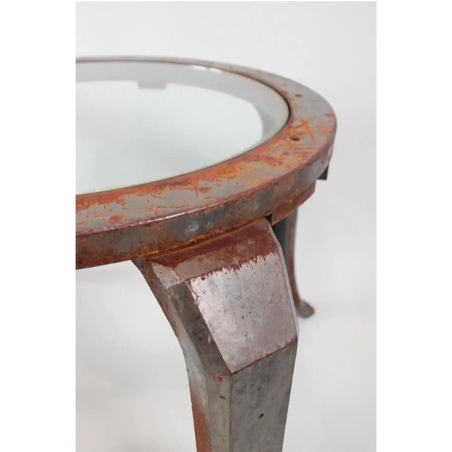 Pair of Industrial Glass Top Tables Circa 1940s For Sale - Image 4 of 9