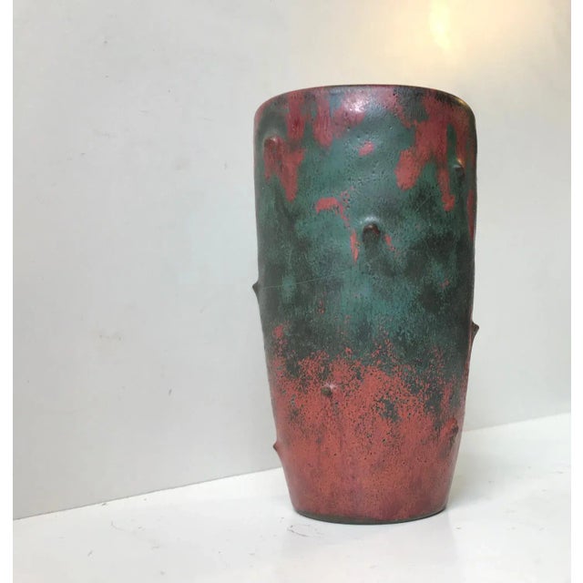 Ceramic Ceramic Art Deco Vase with Camou-Glaze by Niels Peter Nielsen for Dagnaes, 1940s For Sale - Image 7 of 7