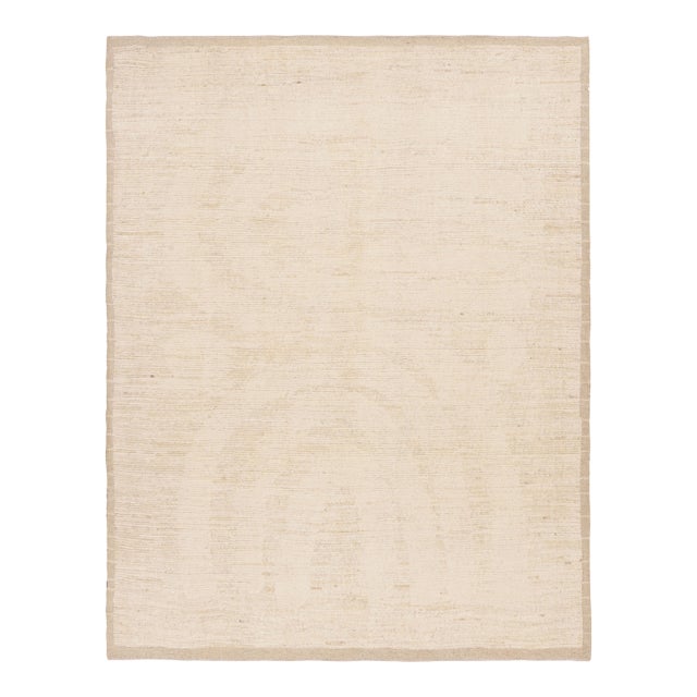 Rug & Kilim’s Modern Textural Rug in Beige and Cream with Ribbed Patterns - 10x14 For Sale