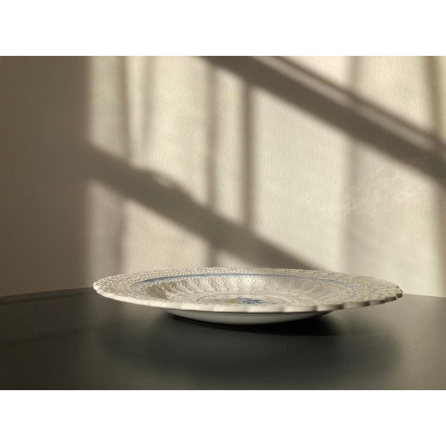 Early 20th Century Early 20th Century English White Lace Floral Blue Polka Dot Porcelain Plates by Spode- Set of 12 For Sale - Image 5 of 11
