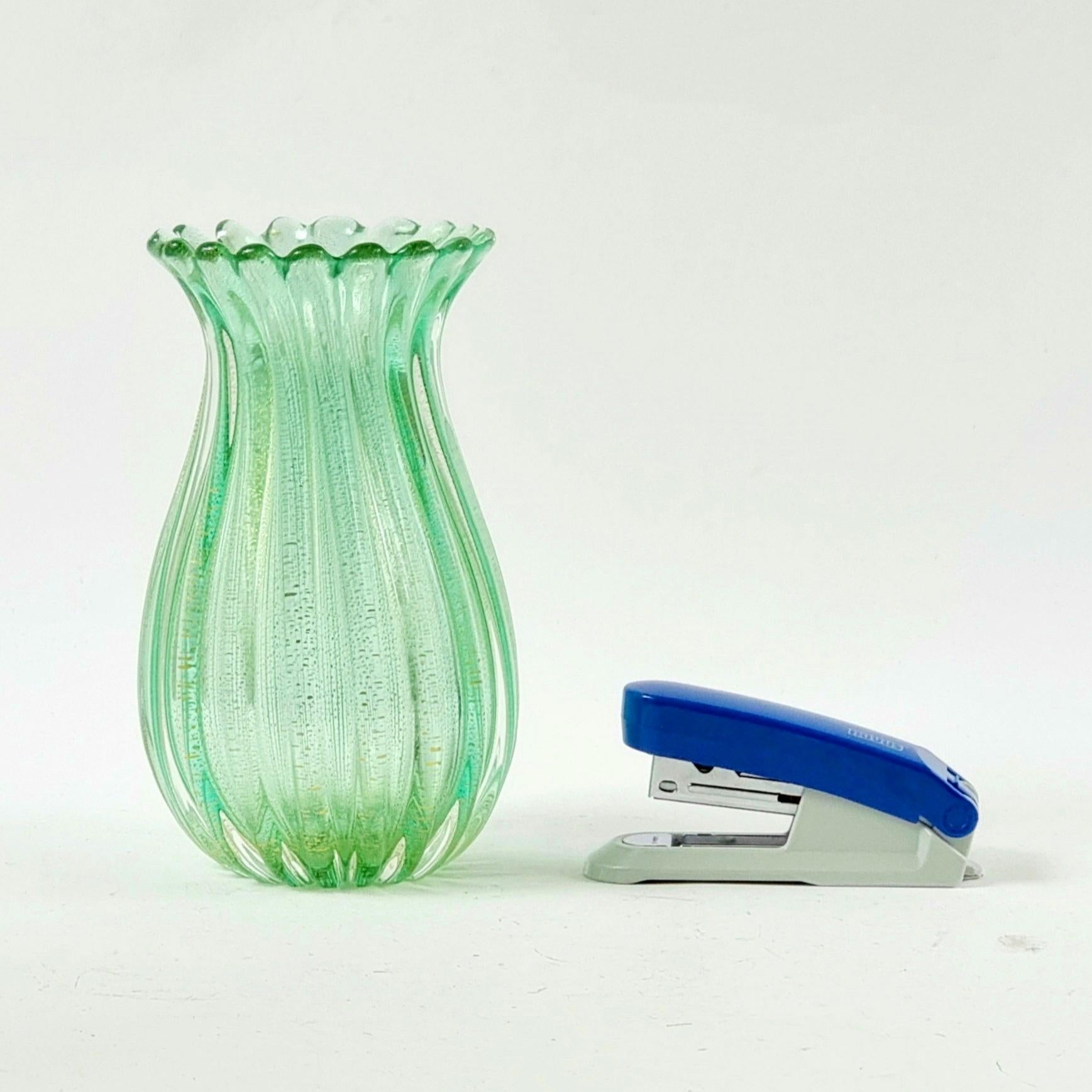 Mid-Century Ribbed Murano Glass Vase Attributed to Archimede