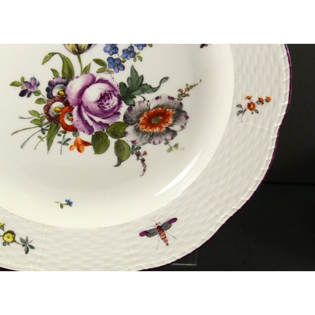 Rococo 1870-1882 KPM Berlin Plates With Flowers & Insects, Deutsche Blumen - Set of 6 For Sale - Image 3 of 18