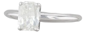 1.33ct Rectangle Brilliant Solitaire Engagement Ring 14k White Gold Size 8.25